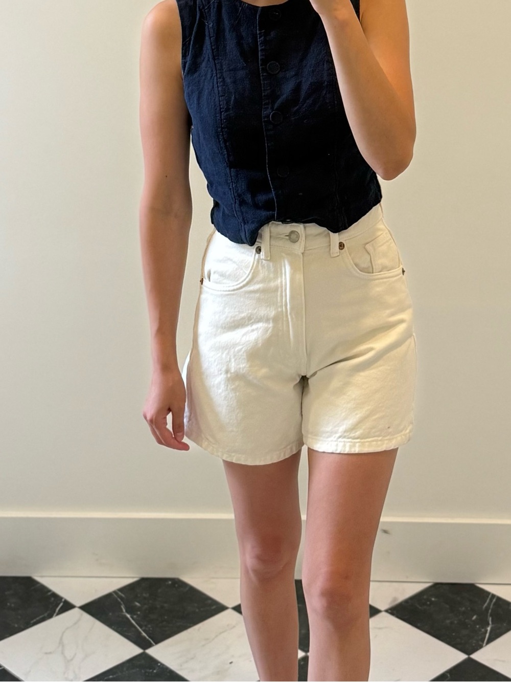 Zara white high rise Denim Shorts 100% Cotton